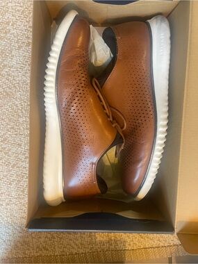 Cole Haan Men's Brown Perforated Leather Sneaker